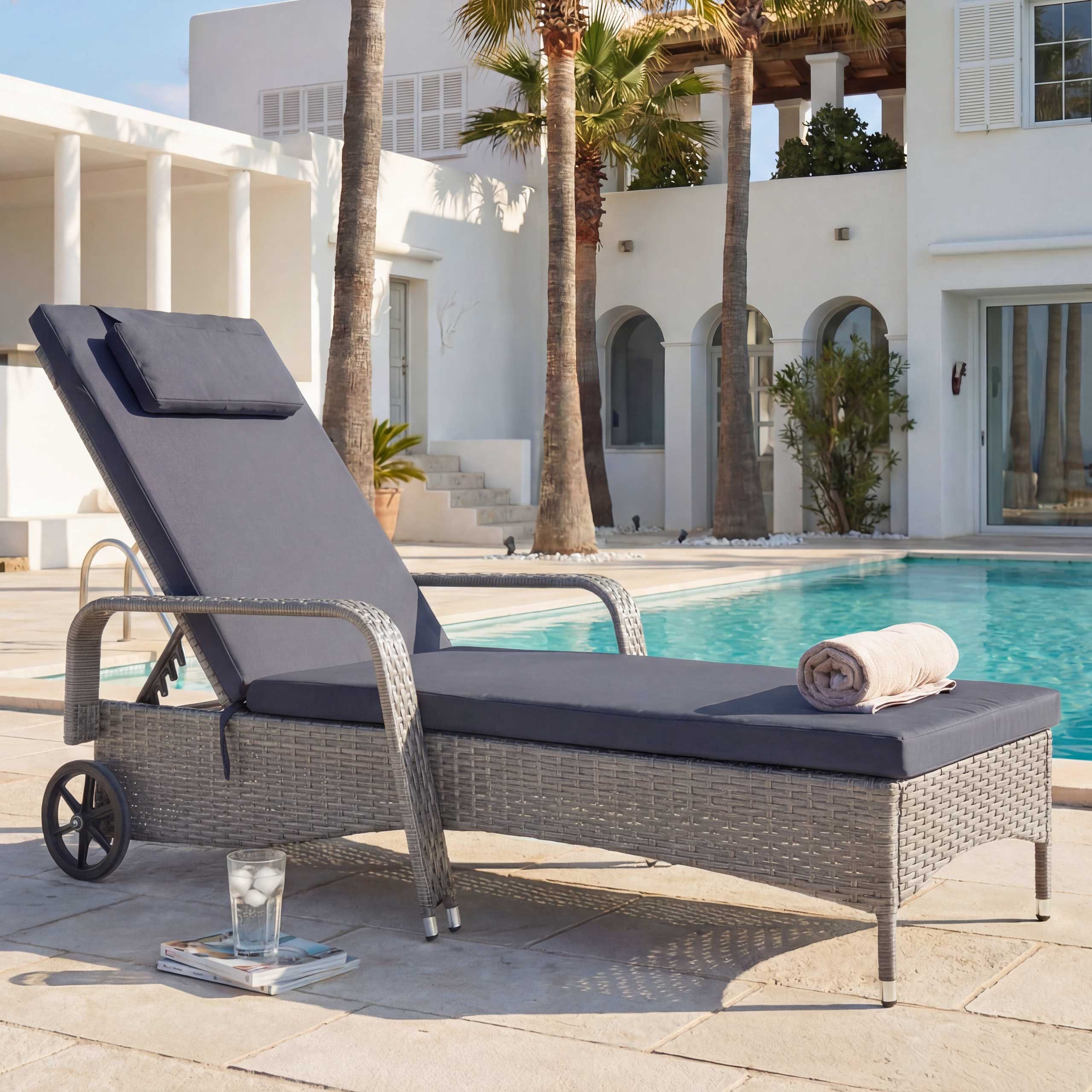 MCW Gartenliege Cesena, wasserabweisende Bezüge, Rückenlehne 5-fach verstellbar, wetterfest