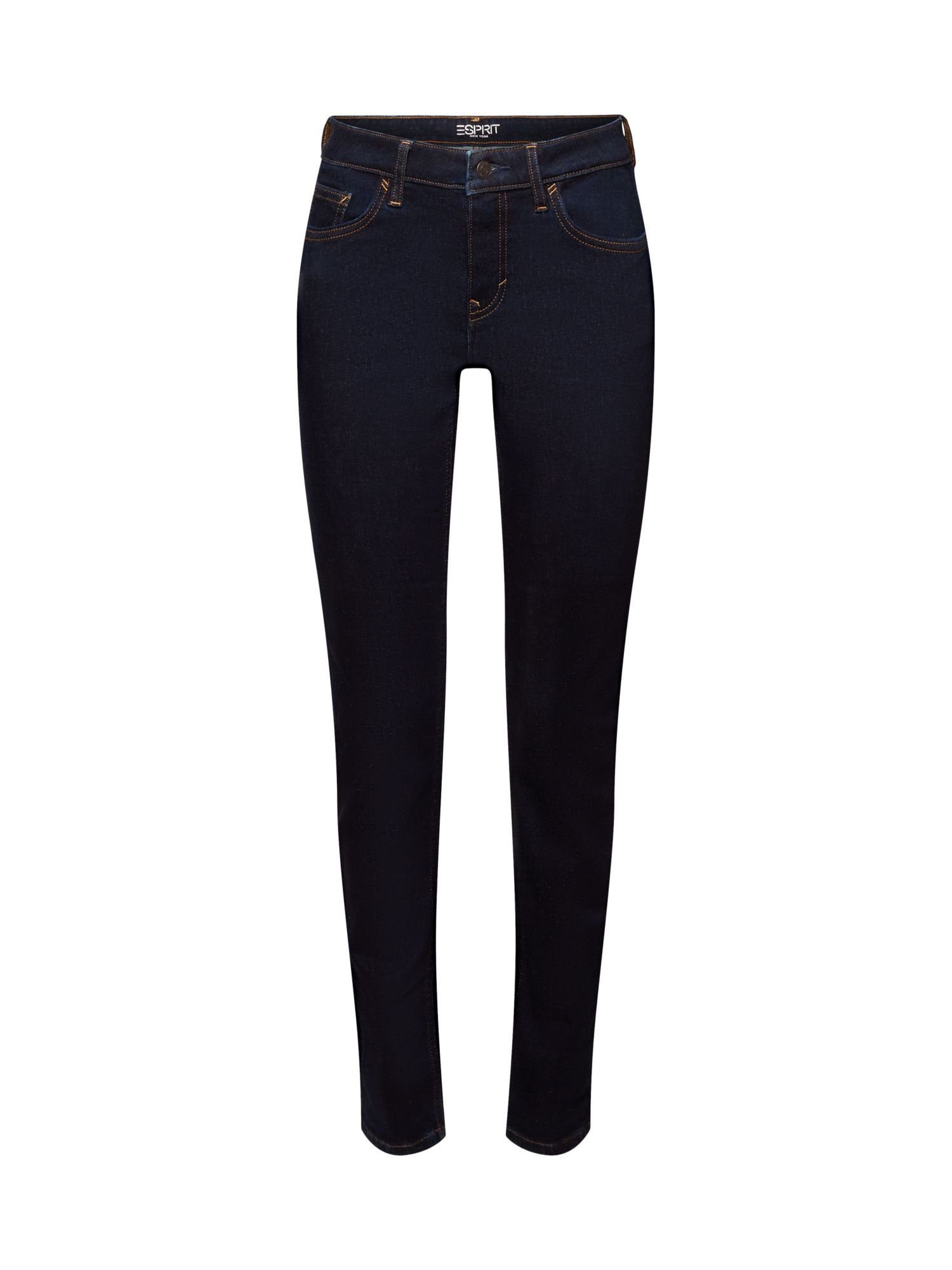 schmale Esprit Slim-fit-Jeans Stretchjeans mit Recycled: hohem Bund