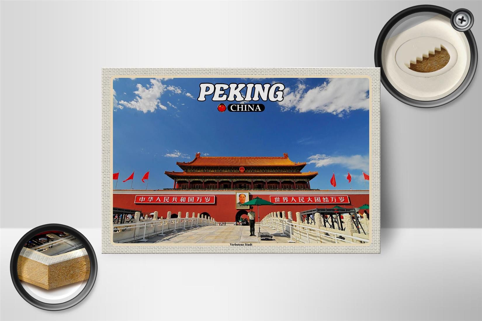 Femer GmbH Holzbild Reise 18x12 cm Peking China Verbotene Stadt, (1 St), Glatte Holzfaserplatte (MDF), vorn beschichtet