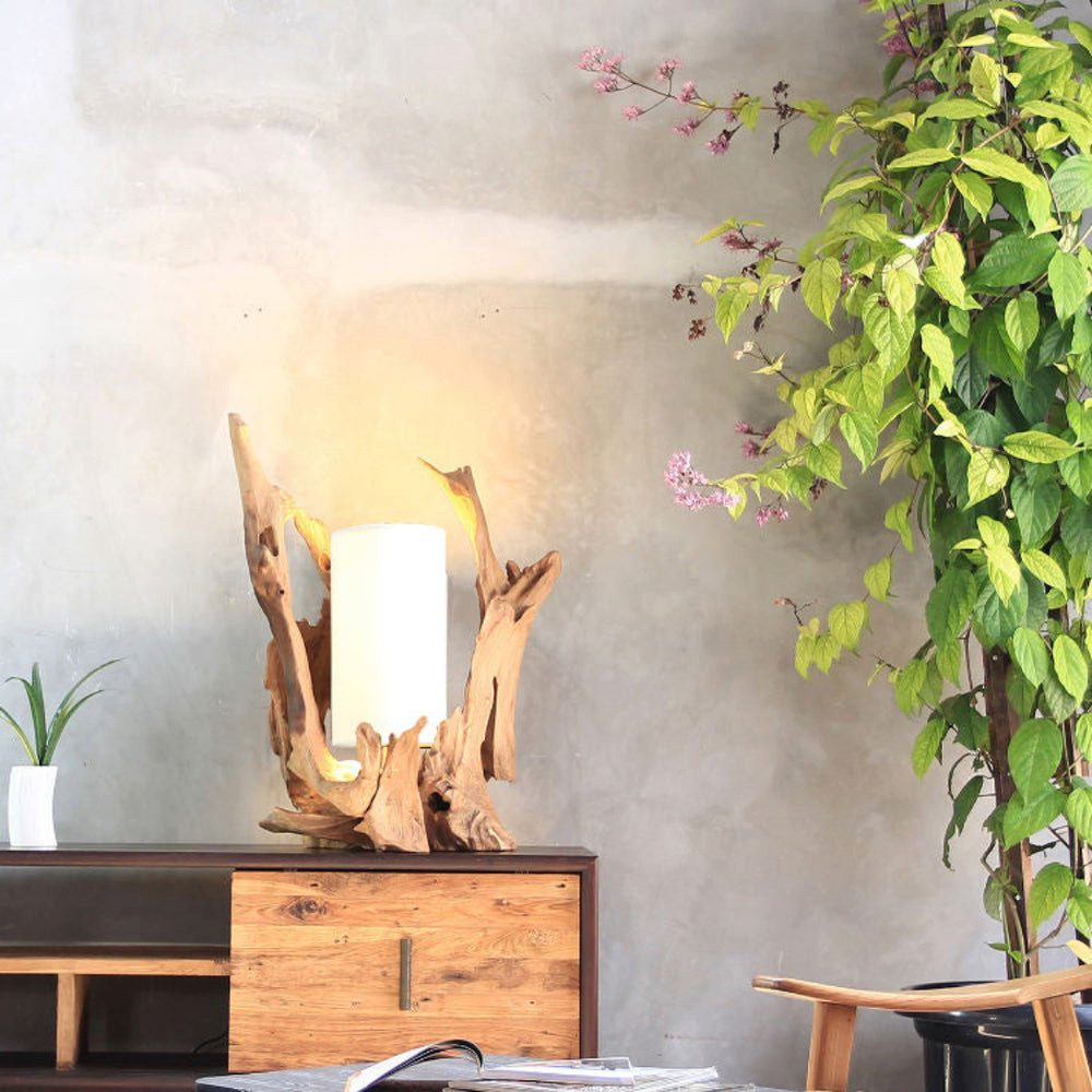 Möbel Bressmer Tisch-Tageslichtlampe BION Tischleuchte aus Teakholz, handgefertgt Tischlampe holz, 70cm, Nicht Inklusiv