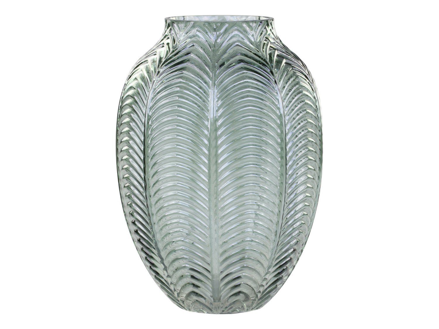 Blattmuster St) cm (1 Antique Vase Glas H25/D18 grün Chic m. Dekovase staubig