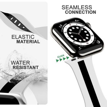 Nalia Smartwatch-Armband Apple Watch 38mm/40mm/41mm, Gestreiftes Silikon Ersatzband / für Sport Fitness Uhr / Atmungsaktiv