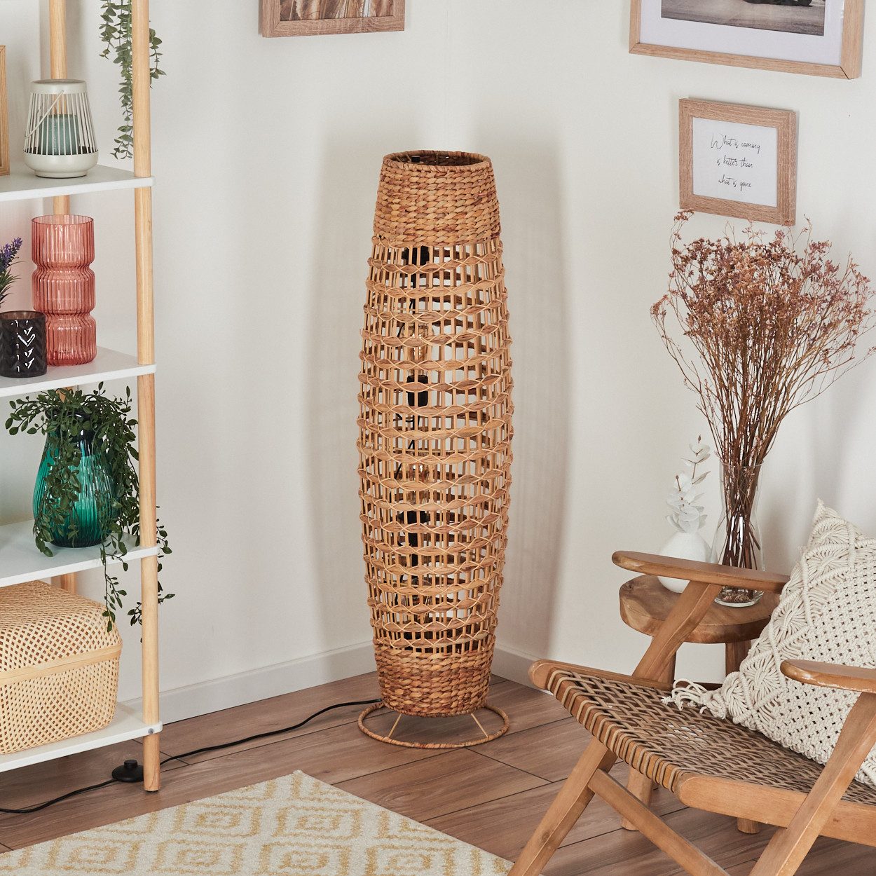 hofstein Stehlampe Stehlampe mit Schirm aus Bast im skandinavischen Design, günstig online kaufen