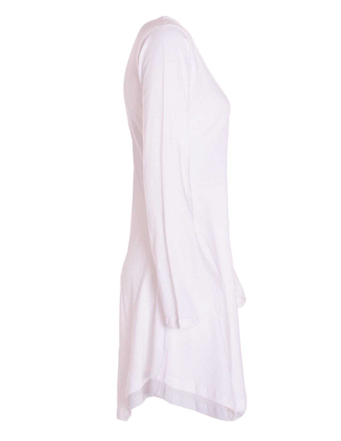 Vishes Tunikakleid Langarm Tunika Kleid Damen Jersey Baumwolle Zipfelsaum Alternative Mode, Boho, Hippie, Ethno, Festival