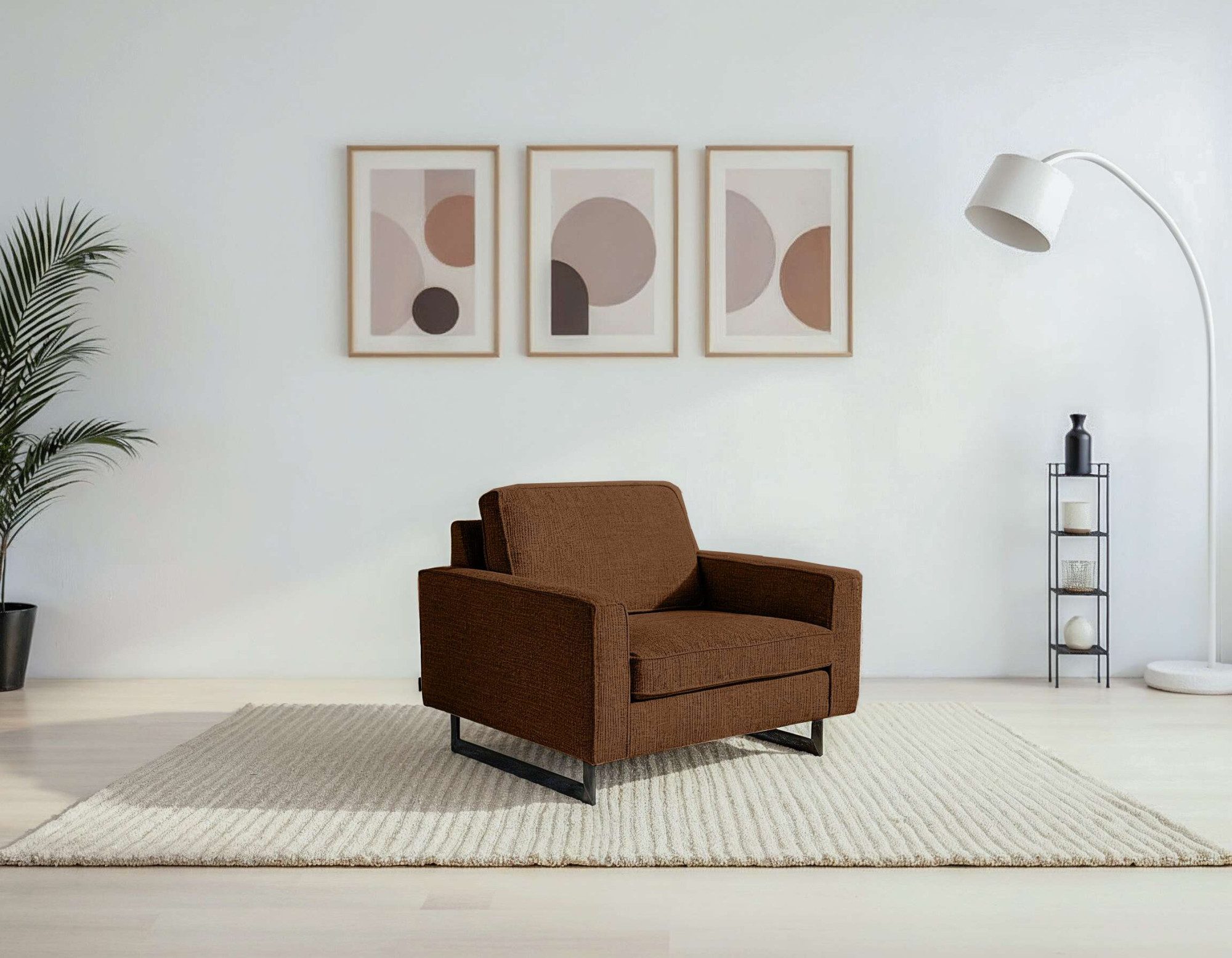 Places of Style Loveseat Pinto 105 cm, Cord, Chenille, Lederoptik, mit Keder, Metallfüßen und auch in Cord Bezug erhältlich