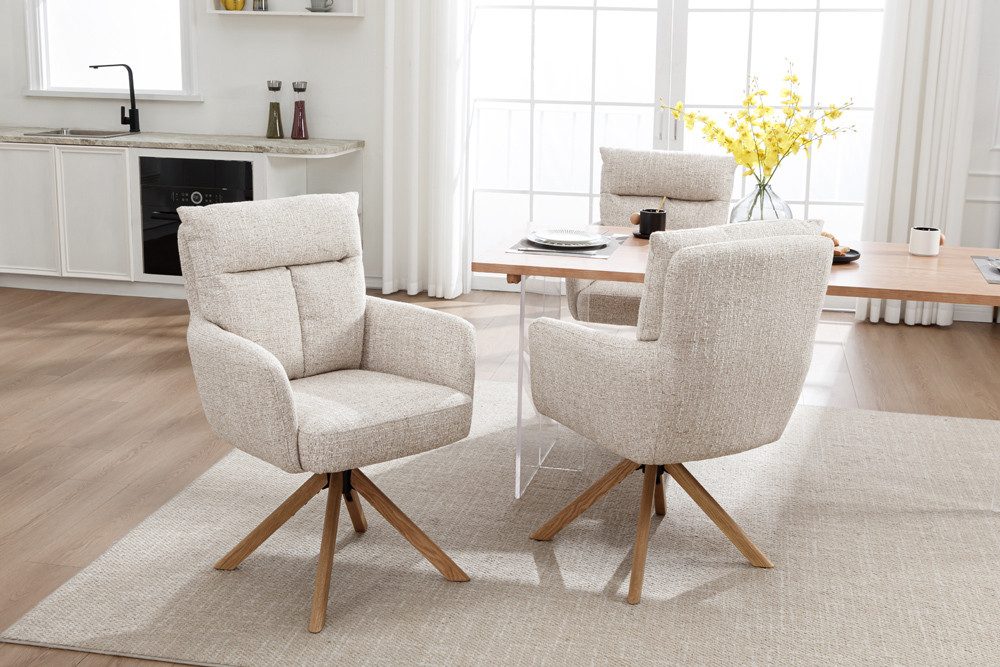 riess-ambiente Polsterstuhl BIG GEORGE champagner greige / natur - Struktur günstig online kaufen