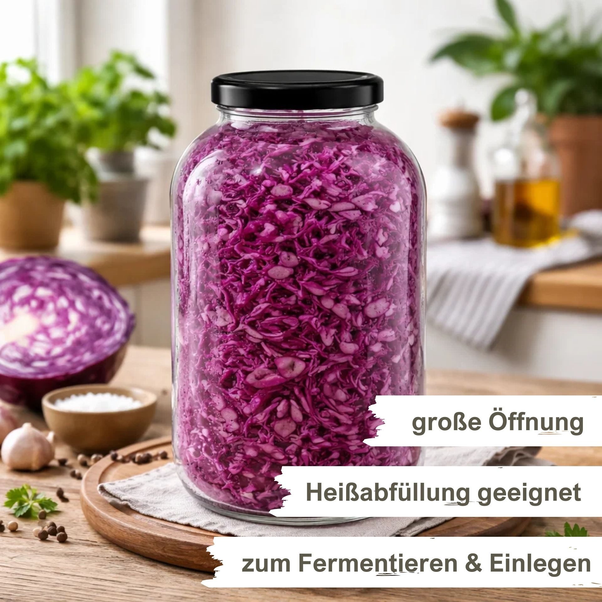 mikken Einmachglas XL Vorratsgläser 4250 ml - 2 große Einmachgläser, (Spar-Set, 2er Set Einmachgläser), mit Twist-Off Deckel TO100 und 2 Etiketten zum Beschrift – Bild 2 von 4