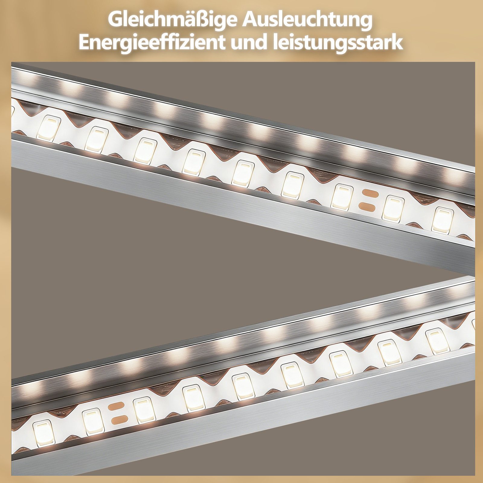 ZMH LED Deckenleuchte 2 überkreuzte Rahmen, 39,5 cm, flach und drehbar, nicht dimmbar, LED fest integriert, Neutralweiß, Wohnzimmer Drehbar, 24 W, für Schlafzim – Bild 5 von 5