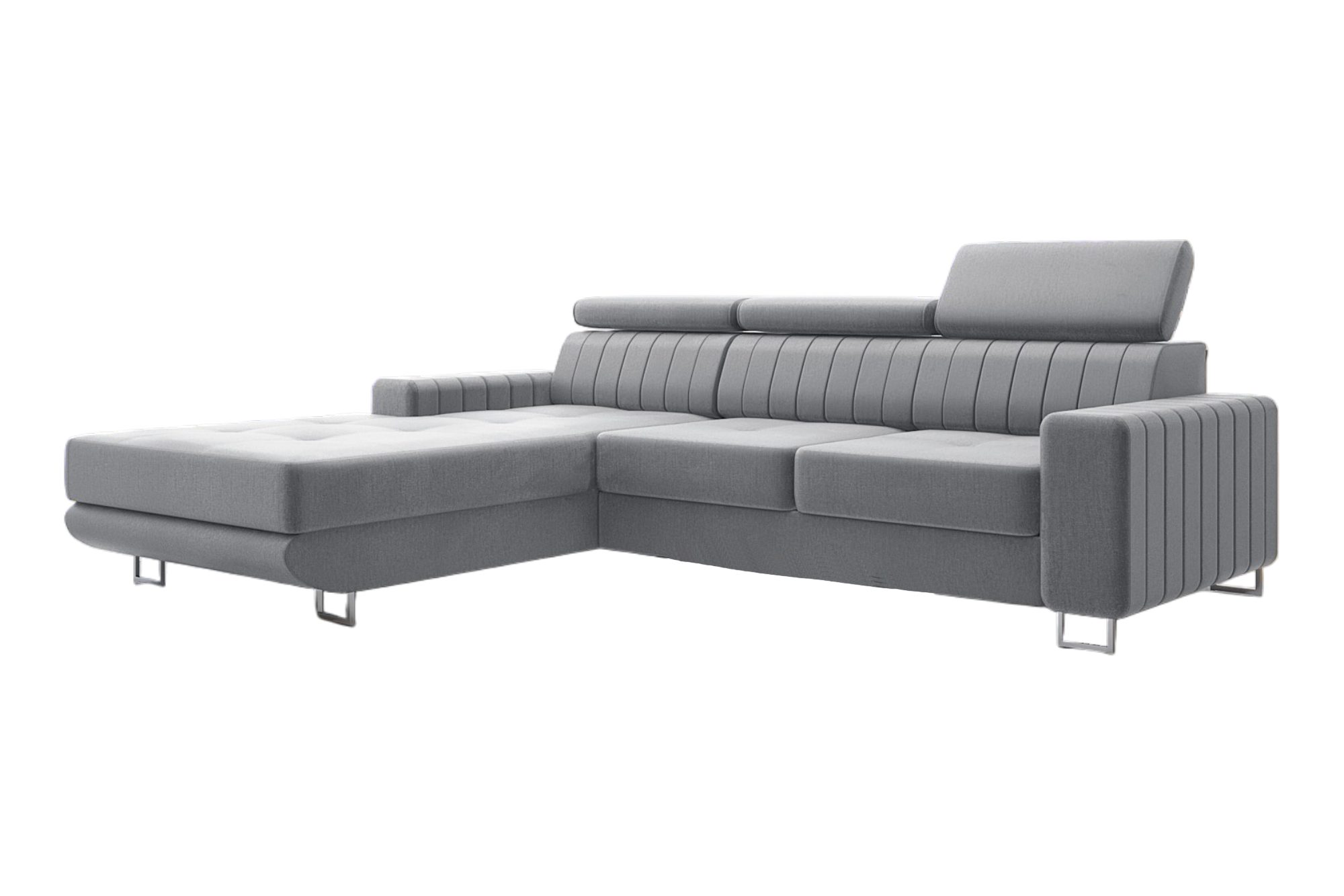 thematys Ecksofa Ecksofa mit Schlaffunktion und Bettkasten, L-Form, Samt, - mit verstellbaren Kopfstützen, – L-Form 250×183 cm – Schlafsofa mit Auszug, – L-Form 250×183 cm – Schlafsofa mit Auszug