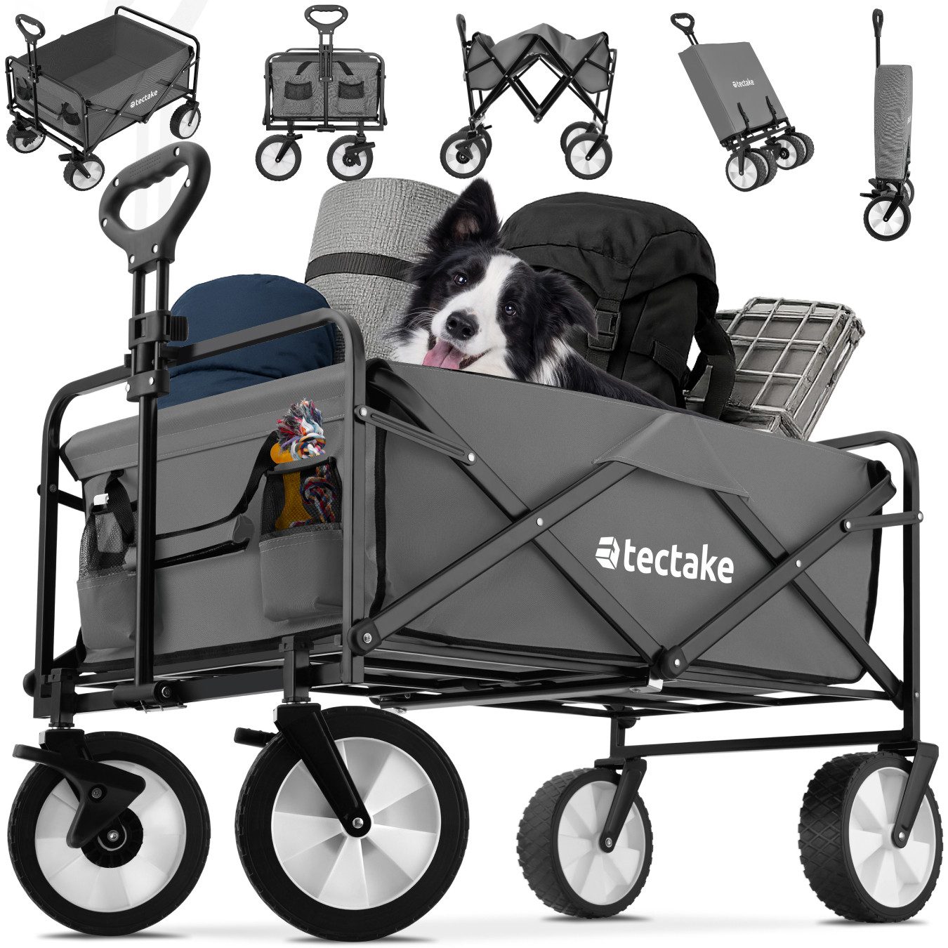 Bollerwagen Faltbarer Handwagen Leon mit Bremsen, Belastbarkeit 80kg