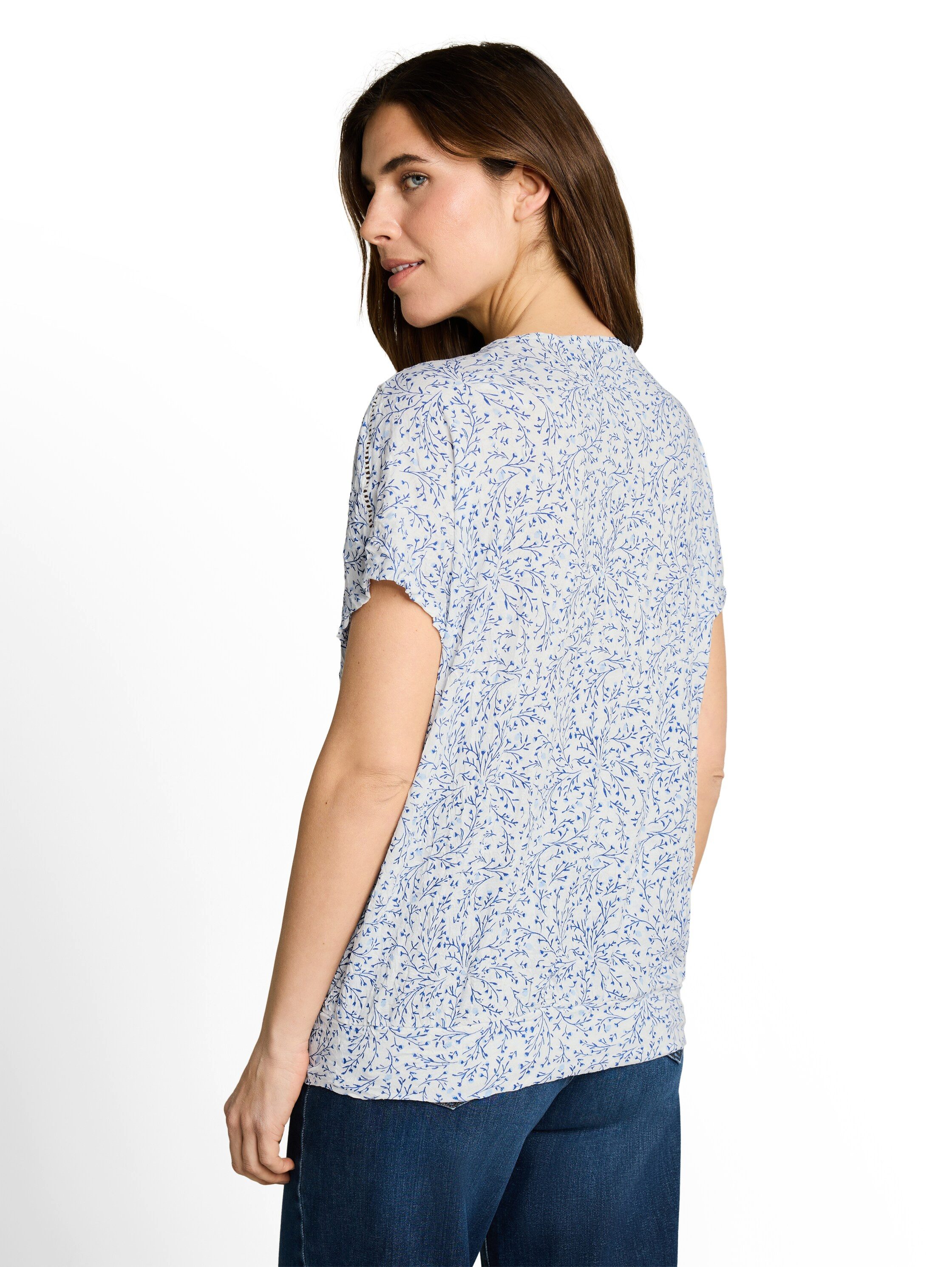TOM TAILOR Kurzarmshirt Sommershirt mit Allover-Muster und V-Ausschnitt