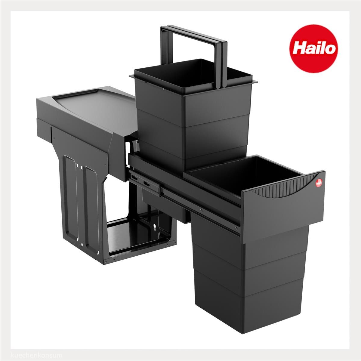 Hailo Mülleimer Hailo Abfallsammler 3666851 Tandem 2x 15 Liter Black Edition limitiert, Black Edition – Bild 4 von 5