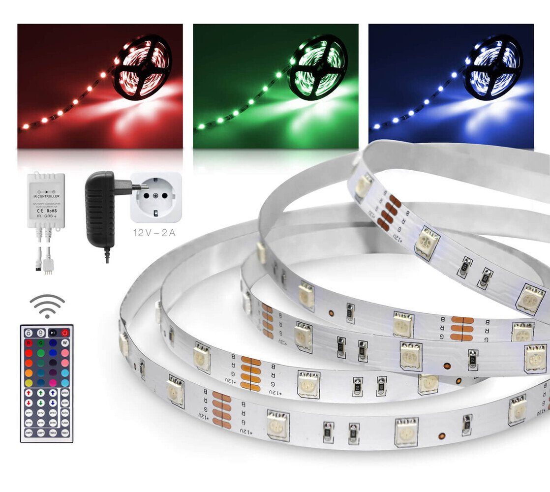 LED Universum LED-Streifen 12V, RGB, rgb, Streifenlänge: 2000, 6000K, 7,2W/m, 300lm, IP20, doppelseitiges Klebeband