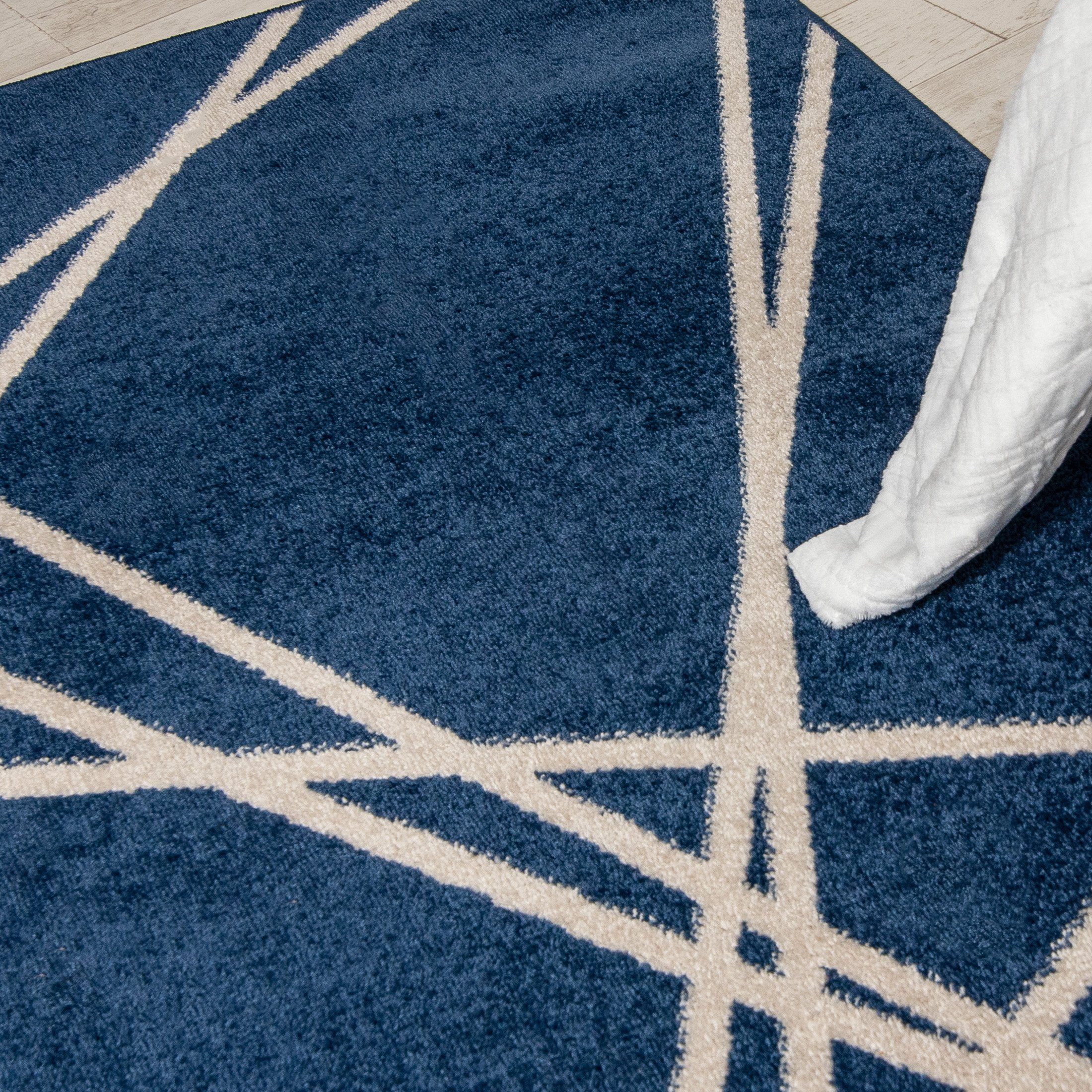 mm, Mazovia, Modern 350 Höhe Muster Designteppich Teppich Geometrisch farbe für Blau - x Kurzflor, cm, 250 Geeignet 7 Fußbodenheizung, Kurzflor
