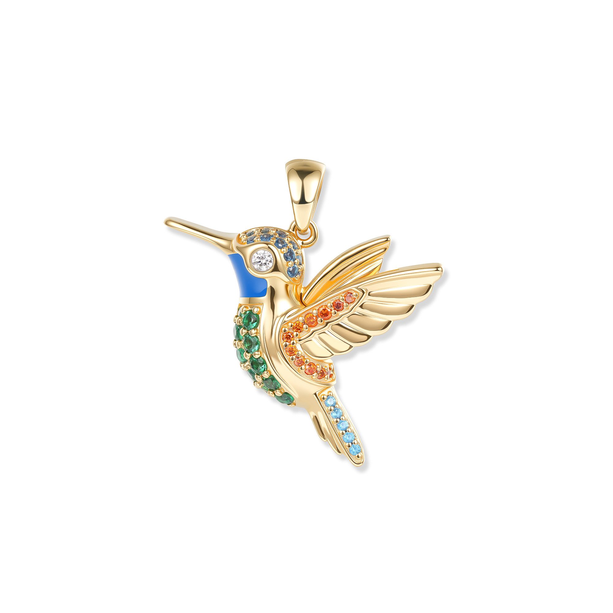 Seinerzeit FLORA & FAUNA Kettenanhänger Nani Kolibri Anhänger (1-tlg), Material: 925 Sterling Silber vergoldet mit Emaille