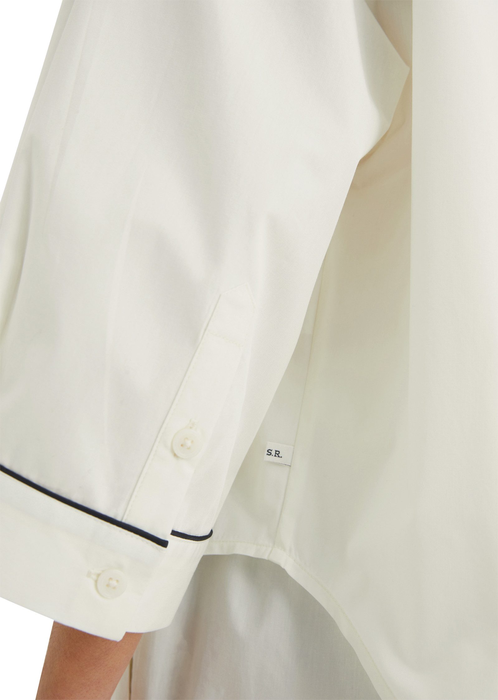 Marc O'Polo Pyjamaoberteil Mix & Match Poplin kontrastfarbene Pipings, Knöpfe, Kragen, 3/4-Arm – Bild 5 von 5