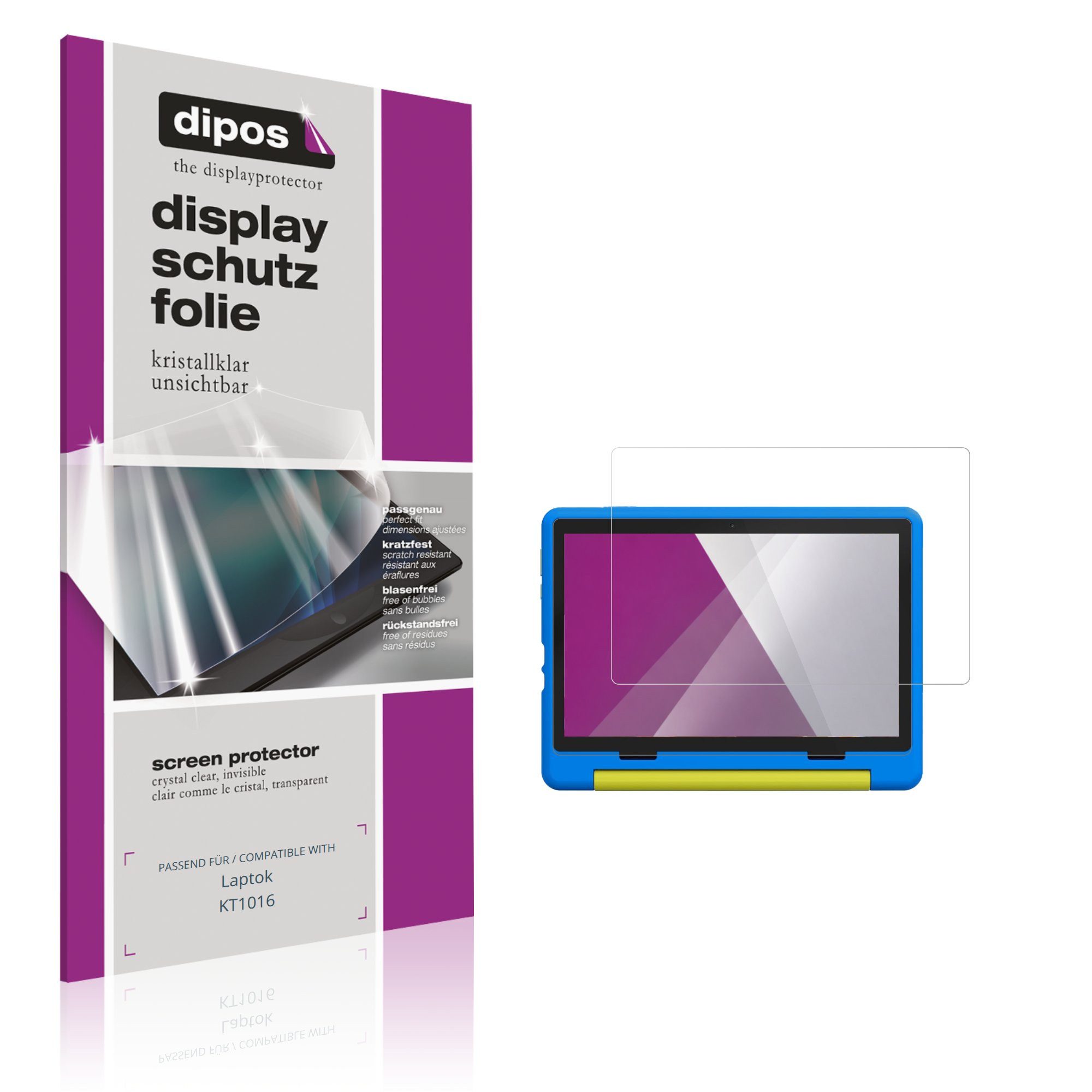 dipos Displayschutzfolie Schutzfolie für Laptok KT1016, 2 Stück, Displayschutz Schutz Folie Made in Germany