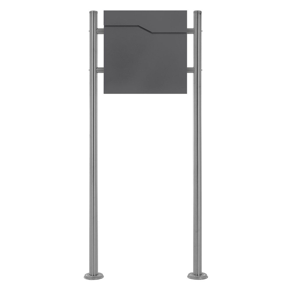 ML-DESIGN Standbriefkasten Briefkasten Postkasten mit Zeitungsfach, inkl. Standfuß, Briefkastenanlage mit Ständer Silber 120cm Mailbox mit Pfosten