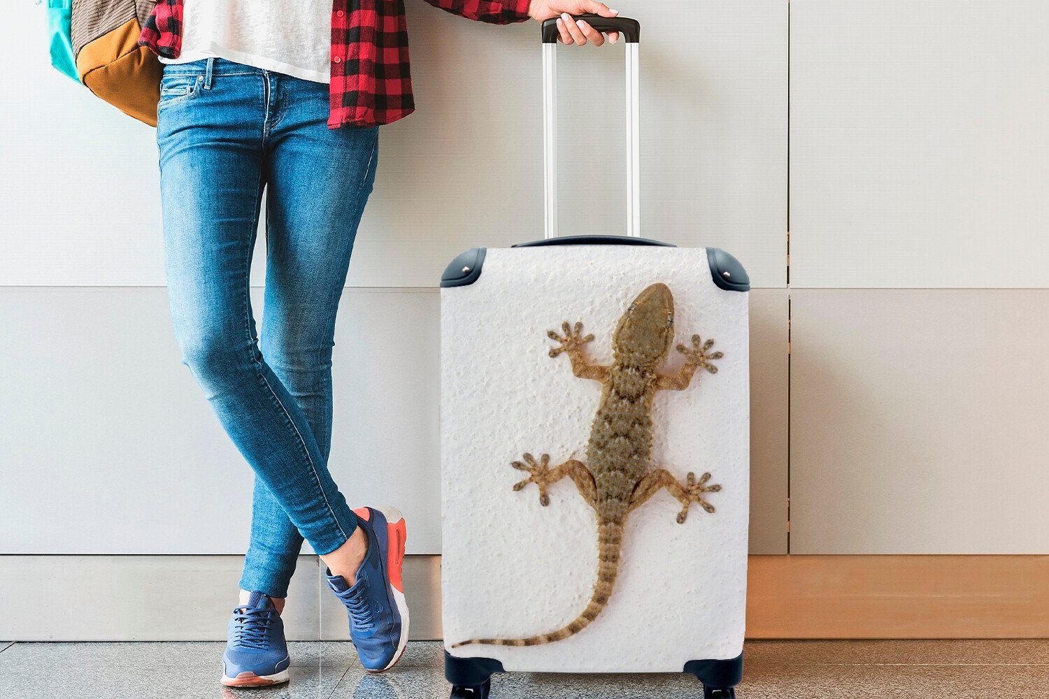 Reisetasche mit Reisekoffer Tarentola-Gecko für Rollen, rollen, 4 aus MuchoWow Trolley, Handgepäck Mallorca, Handgepäckkoffer Ferien,
