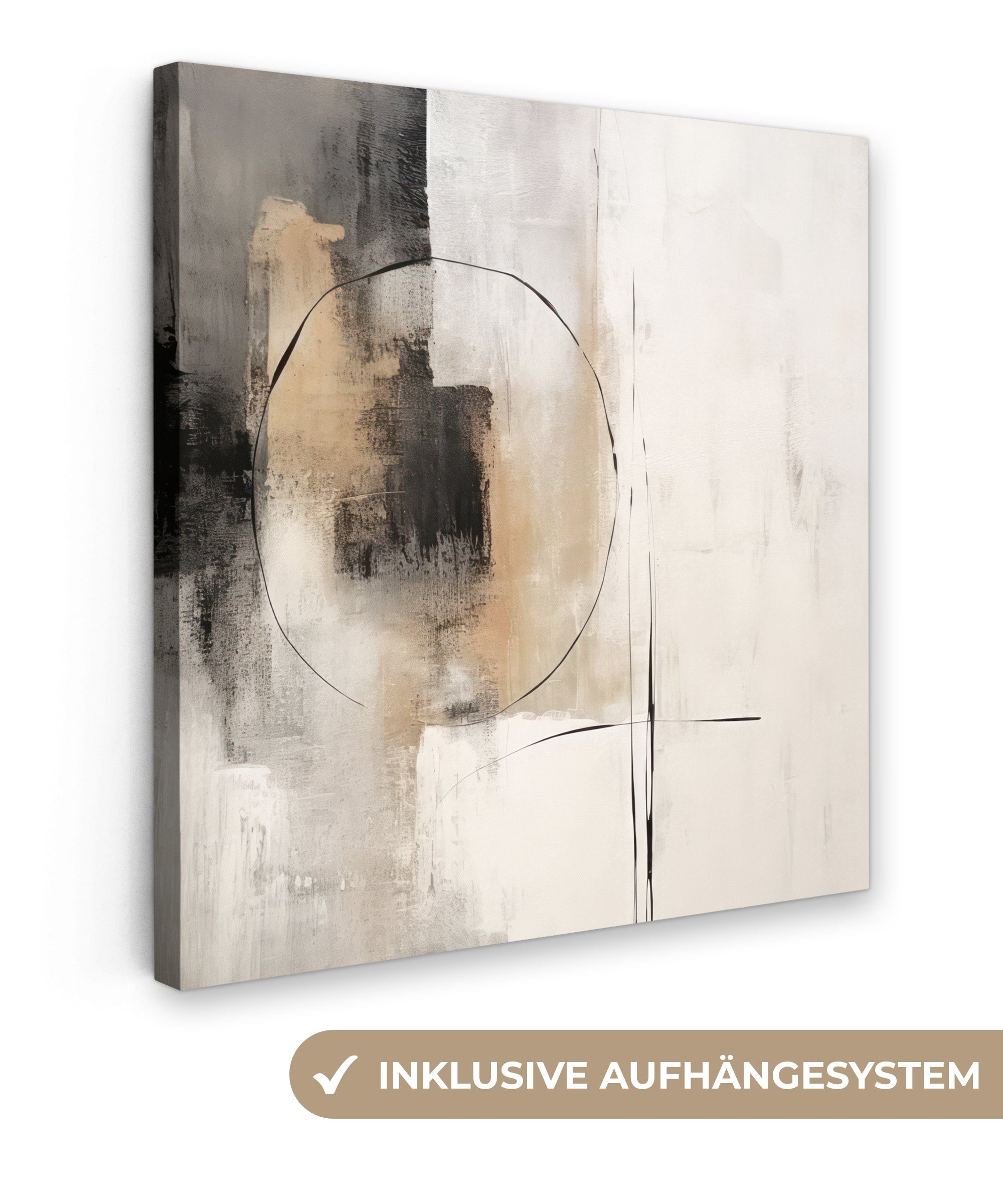OneMillionCanvasses® Leinwandbild Kunst - Abstrakt - Grau - Industriell, (1 St), Leinwand Bilder für Wohnzimmer Schlafzimmer, 20x20 cm