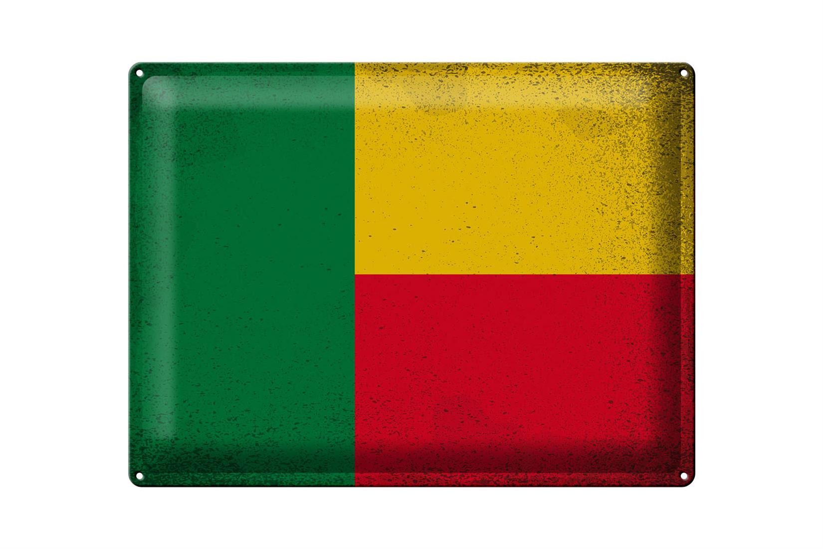 Metallschild Flagge Benin 40x30cm Flag of Benin Vintage