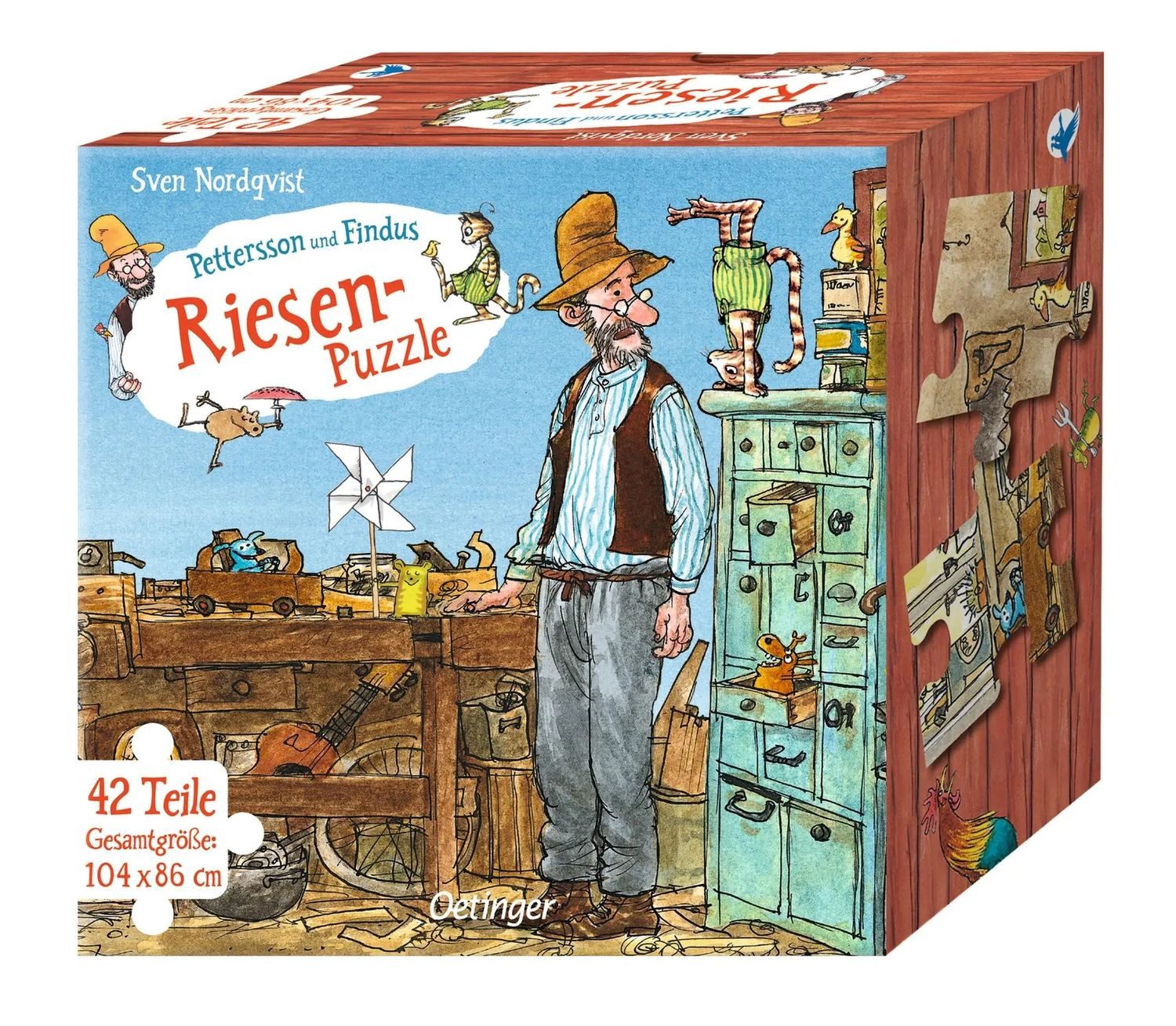 Oetinger Pettersson und Findus. Riesen-Puzzle. Petterssons Tischlerschuppen...., 42 Puzzleteile
