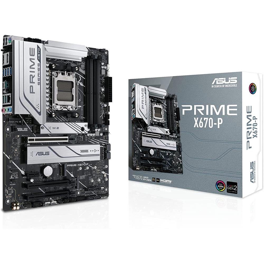 Asus »PRIME X670-P« Mainboard Aura Sync RGB-Beleuchtung, (Gaming Mainboard  Sockel, 1-St., RAM 128 GB), AMD, AM5, Ryzen 7000, ATX, PCIe 5.0, M.2,  DDR5-Speicher, USB 3.2 Gen