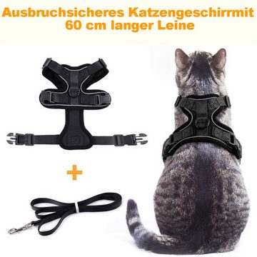 Rnemitery Katzen-Halsband Katzengeschirr mit Leine Ausbruchsicher verstellbar Katzenweste