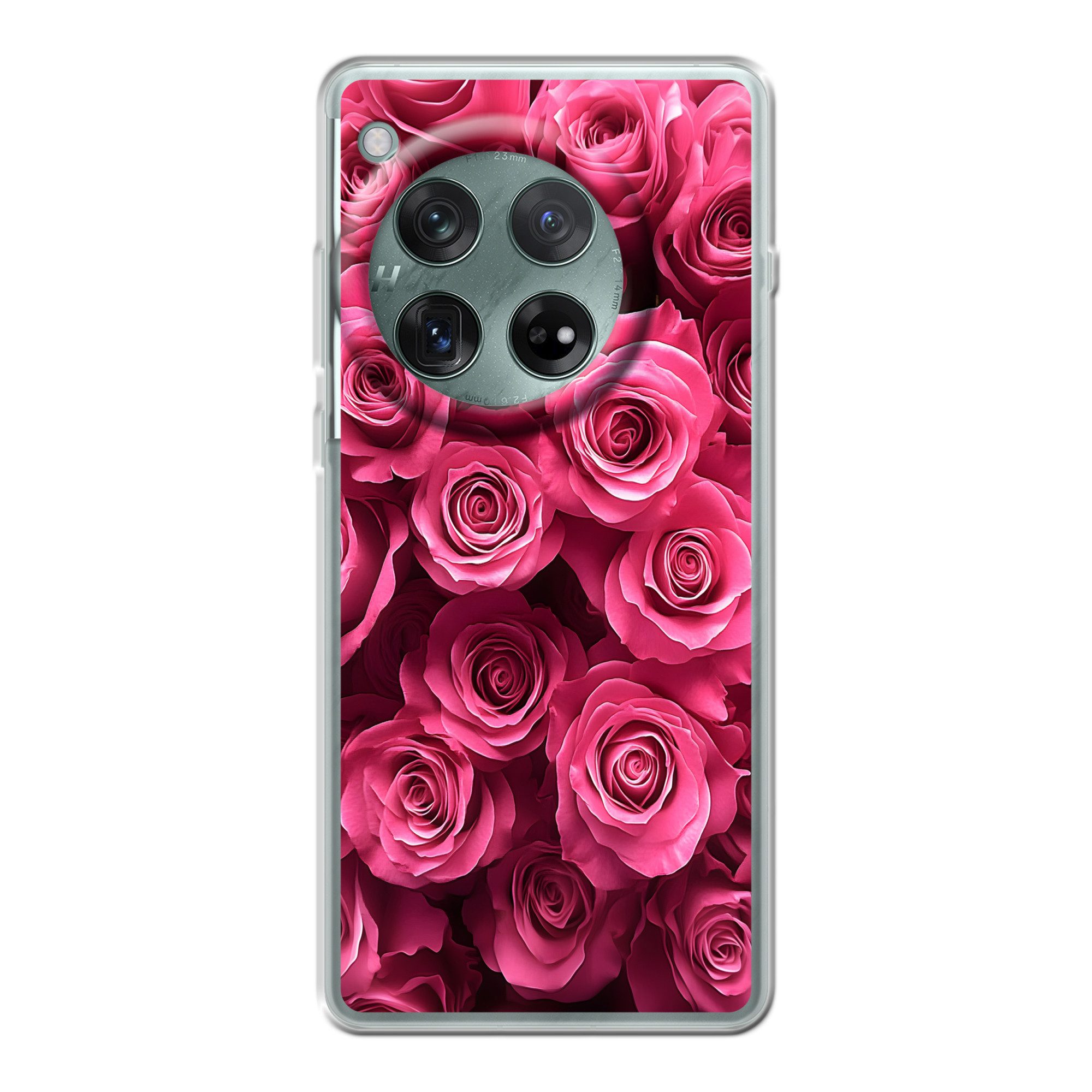 MuchoWow Handyhülle für OnePlus 12r Rosen - Rosa - Blume, Handy Case, Silikon, Bumper Case Dünn