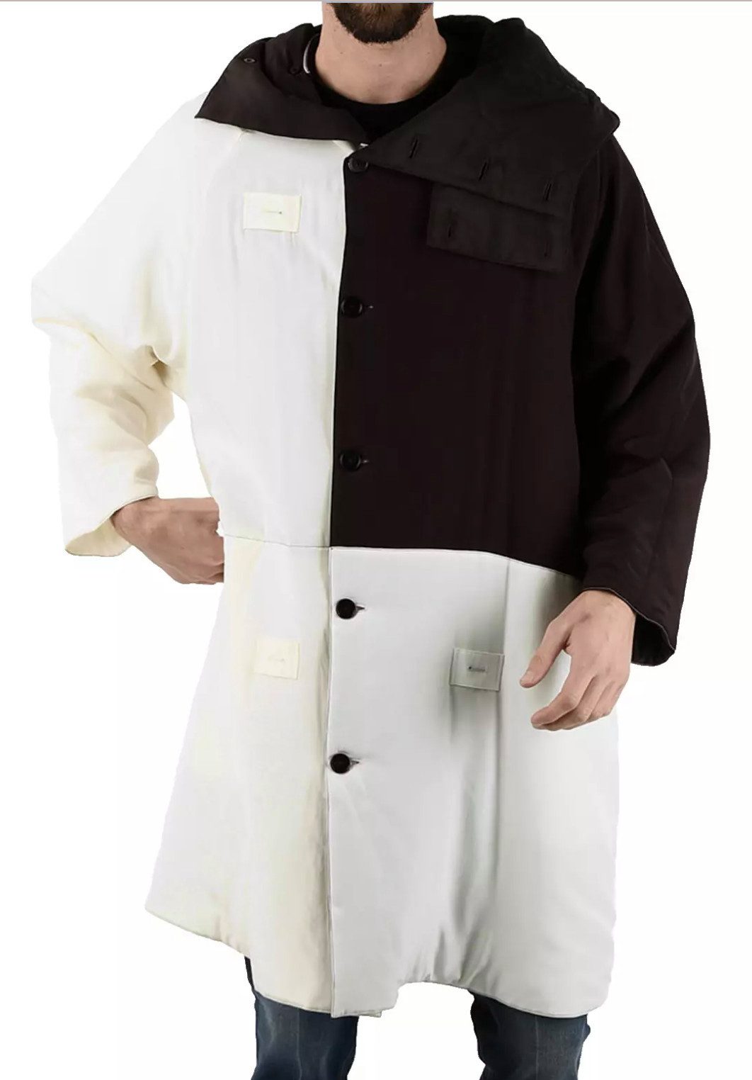 JIL SANDER Langmantel Oversized Trenchcoat Parka in Seide mit Kapuze höchster Handwerkskunst, Wattiert, Dreifarbig, Eingrifftaschen