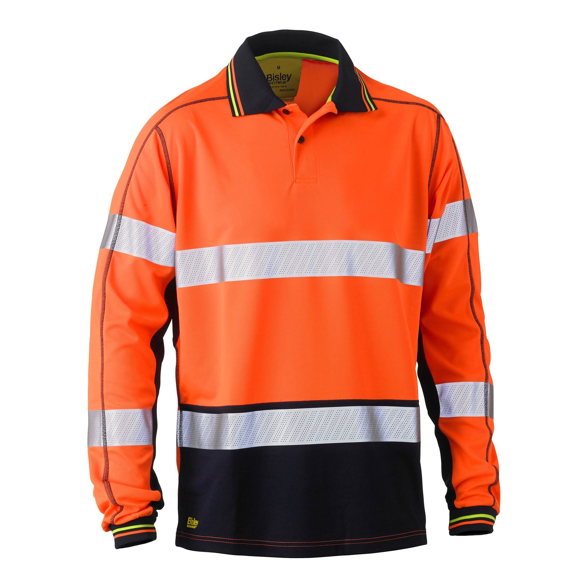 Bisley Workwear Warnschutz-Shirt BISLEY BRAIDON HI VIS LANGARM Poloshirt Hohe Sichtbarkeit