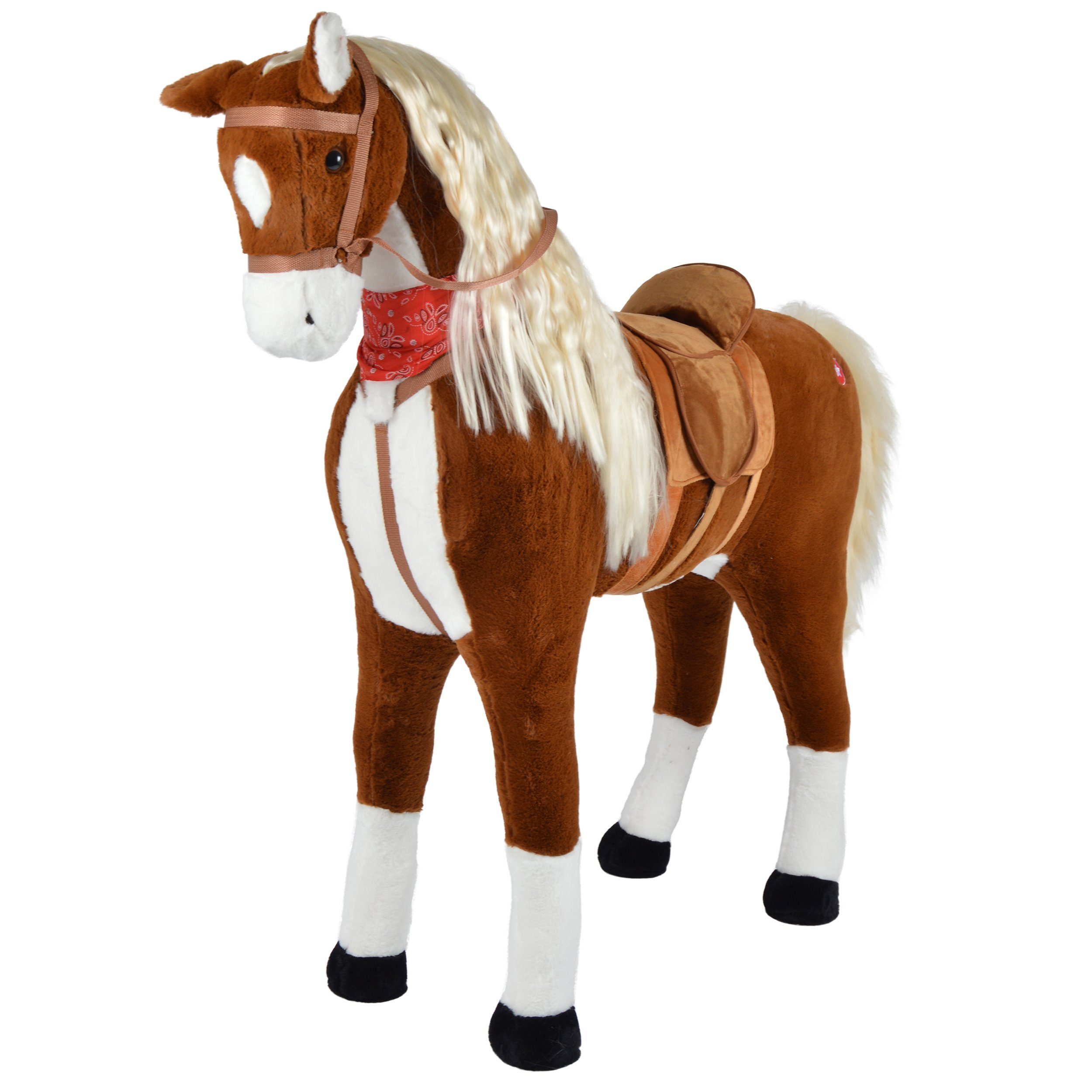 Pink Papaya Stehpferd Giant XXL 125 cm Kinder Stehpferd zum Reiten Plüschpferd, Fast lebensgroßes Spielpferd mit Sounds bis 100kg belastbar