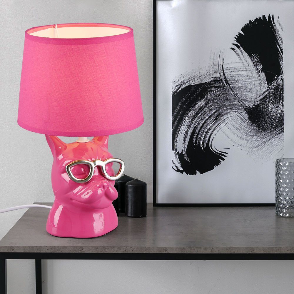 etc-shop Schreibtischlampe, Leuchtmittel nicht inklusive, Tischlampe Nachttischlampe Keramik für Schlafzimmer Esszimmerlampe Pink