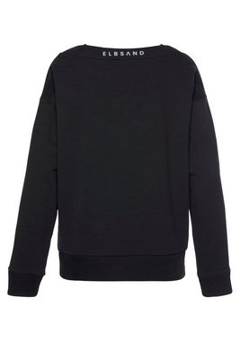 Elbsand Sweatshirt Finnia mit Flockprint vorne, klassischer Sweater aus weicher Ware