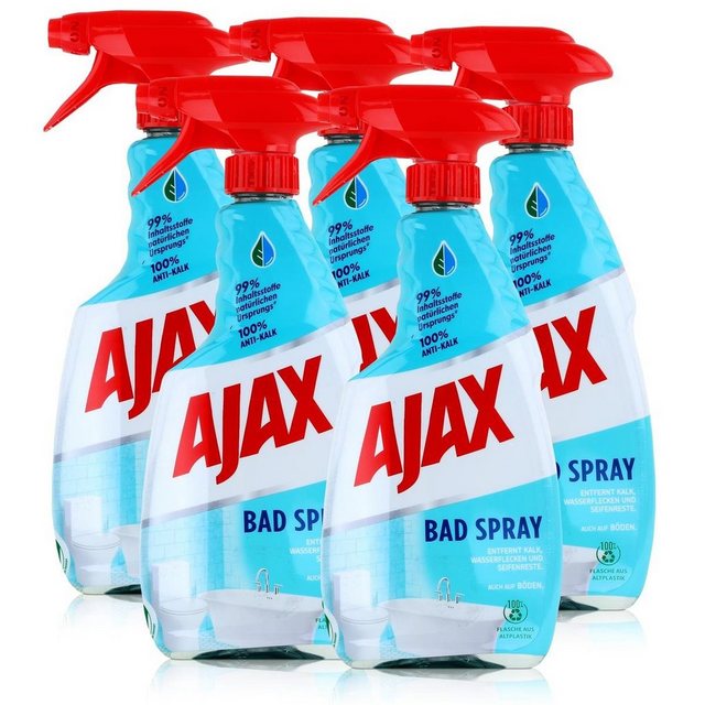 AJAX Ajax Bad Spray Badreiniger 500ml – Entfernt Kalk & Seifenreste (5er Pa Badreiniger