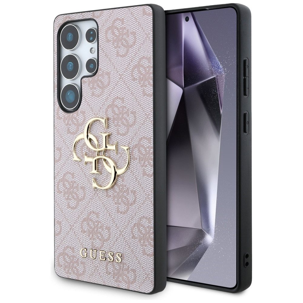 Guess Handyhülle Galaxy S25 Ultra Kunstleder rosa Logo goldfarben 6,9 Zoll, Kantenschutz