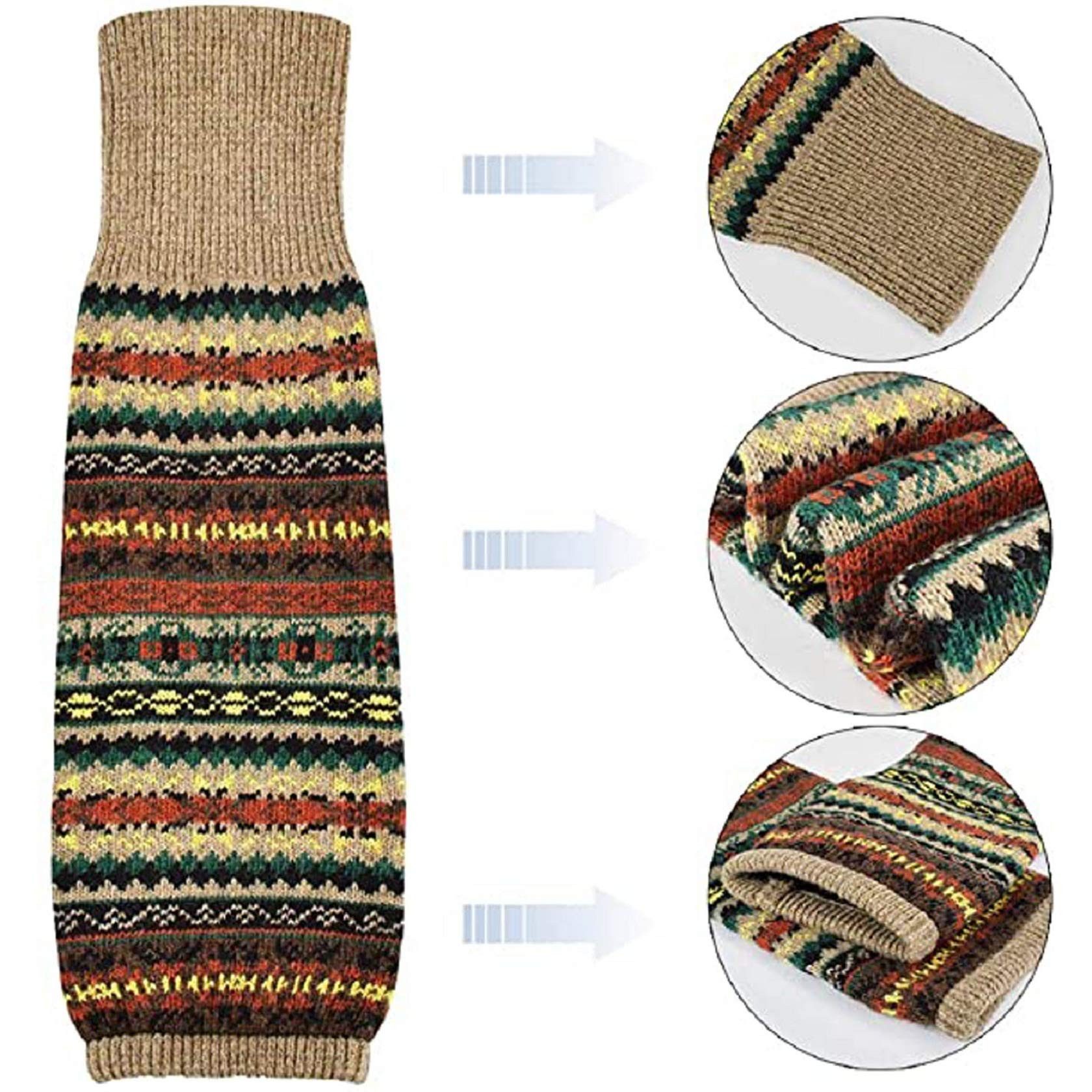 Coonoor Beinstulpen Damen Lange Winter Legwarmer Gestrickt Verdicken Beinwärmer (Böhmischer Stil Beinstulpen) Overknee Strümpfe Tanzen Strumpf Knit Crochet Sock – Bild 4 von 5