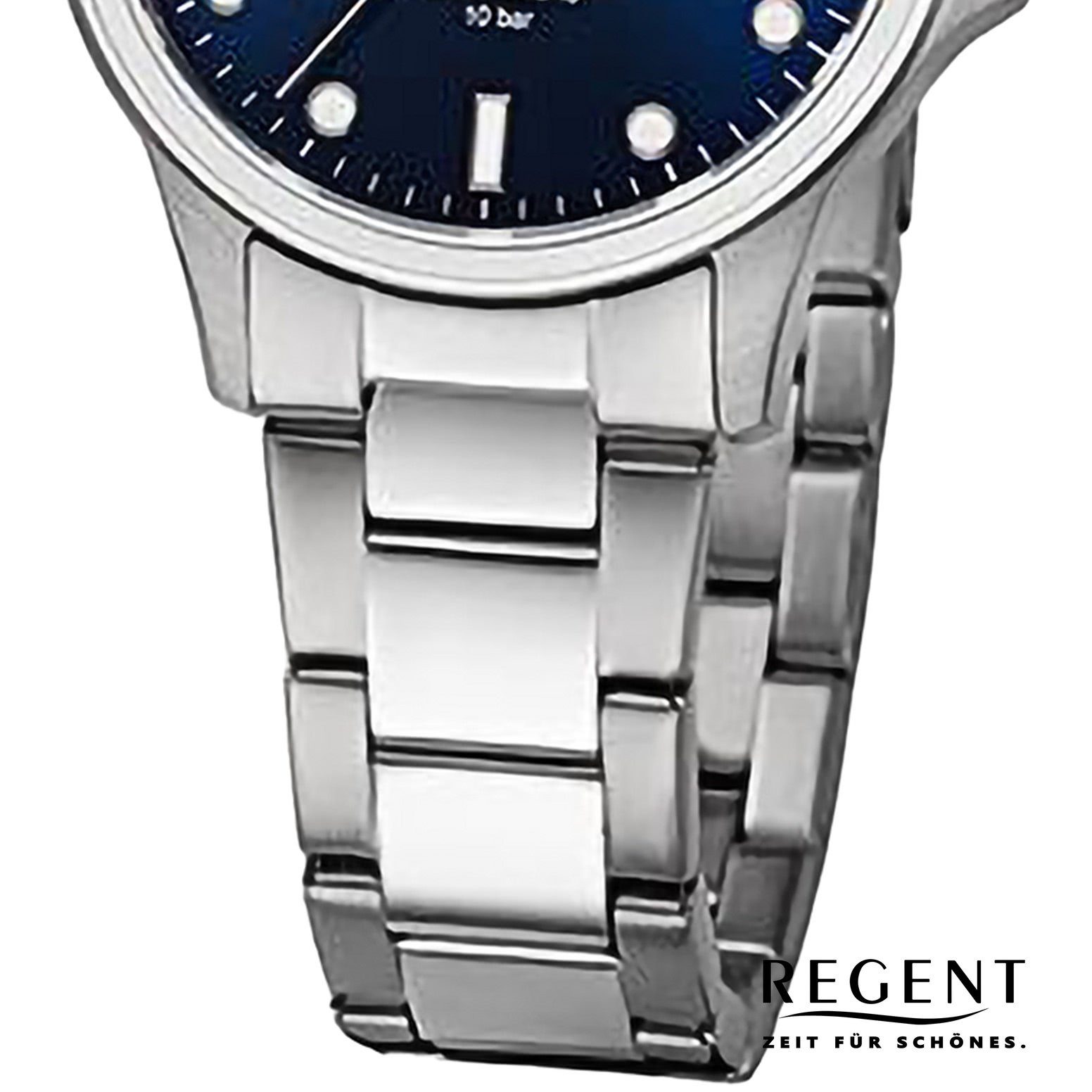 Regent Quarzuhr Regent Damen Armbanduhr Analog, (Analoguhr), Damen Armbanduhr rund, extra groß (ca. 32mm), Metallarmband