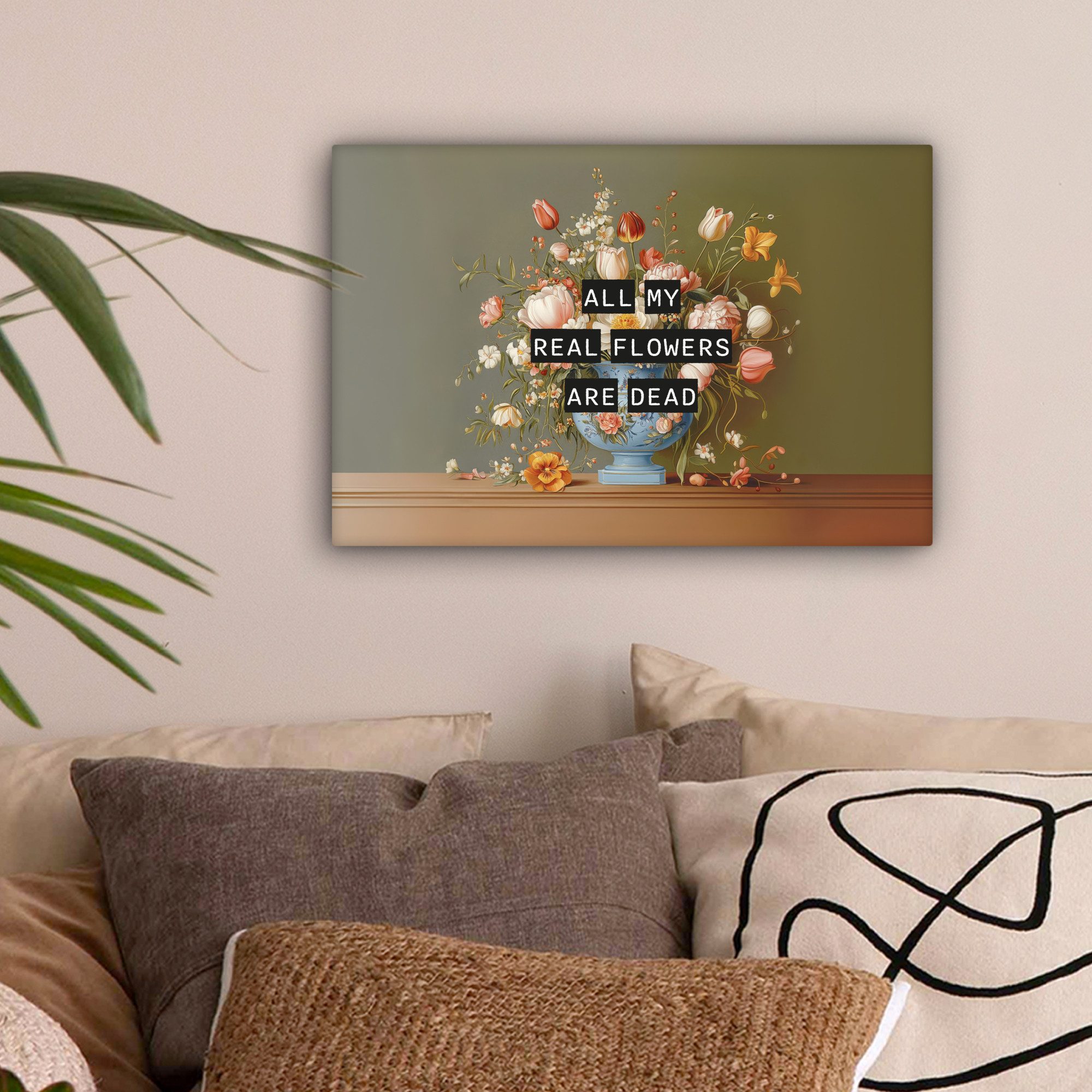 OneMillionCanvasses® Leinwandbild Blume - Zitat - günstig online kaufen