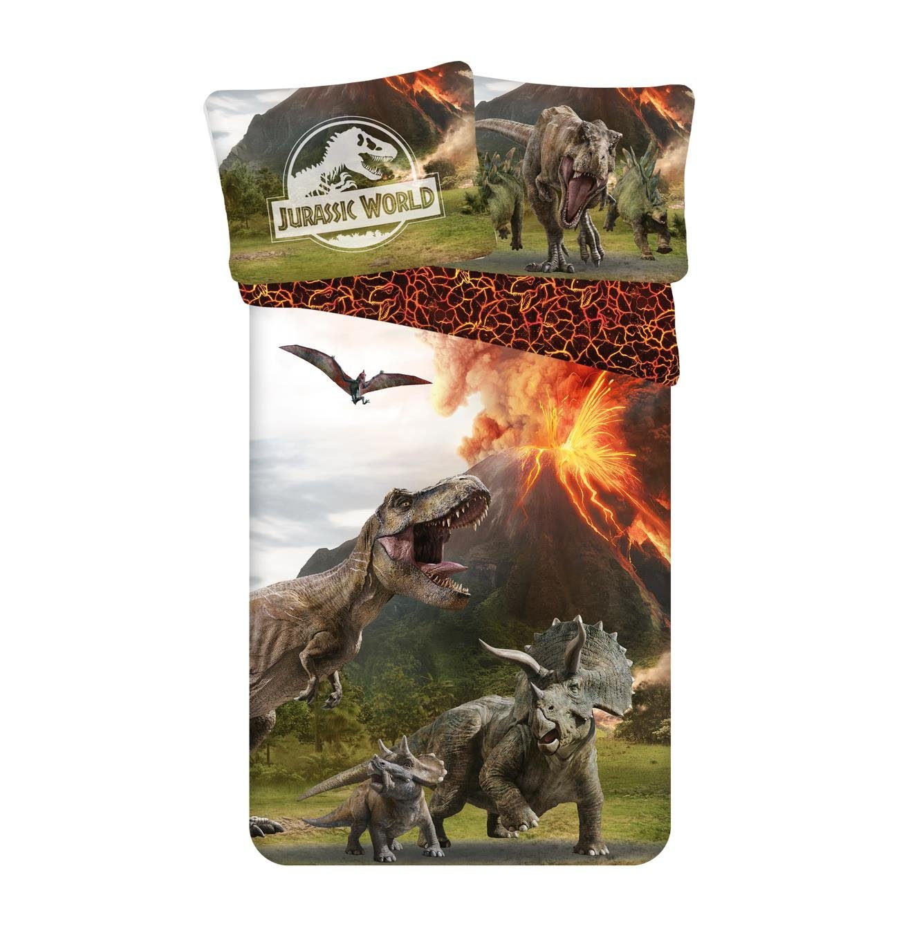 Bettwäsche Jurassic Park World Bettwäsche Set Kopfkissen Bettdecke auch für 135x2, Jurassic World, 100% Baumwolle, 2 teilig, 100% Baumwolle