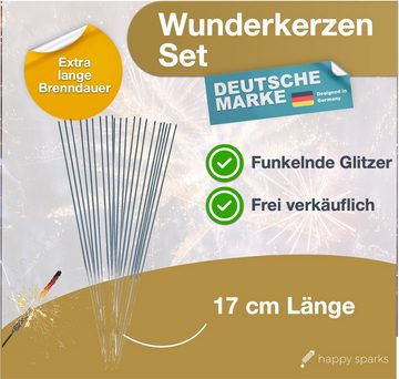 happy sparks® Geburtstagskerze 600x Wunderkerzen 17 cm - Sternspritzer - Feuerwerk Silvester Kat. F1 (Packung, 600-tlg., 600x Wunderkerzen 17 cm)