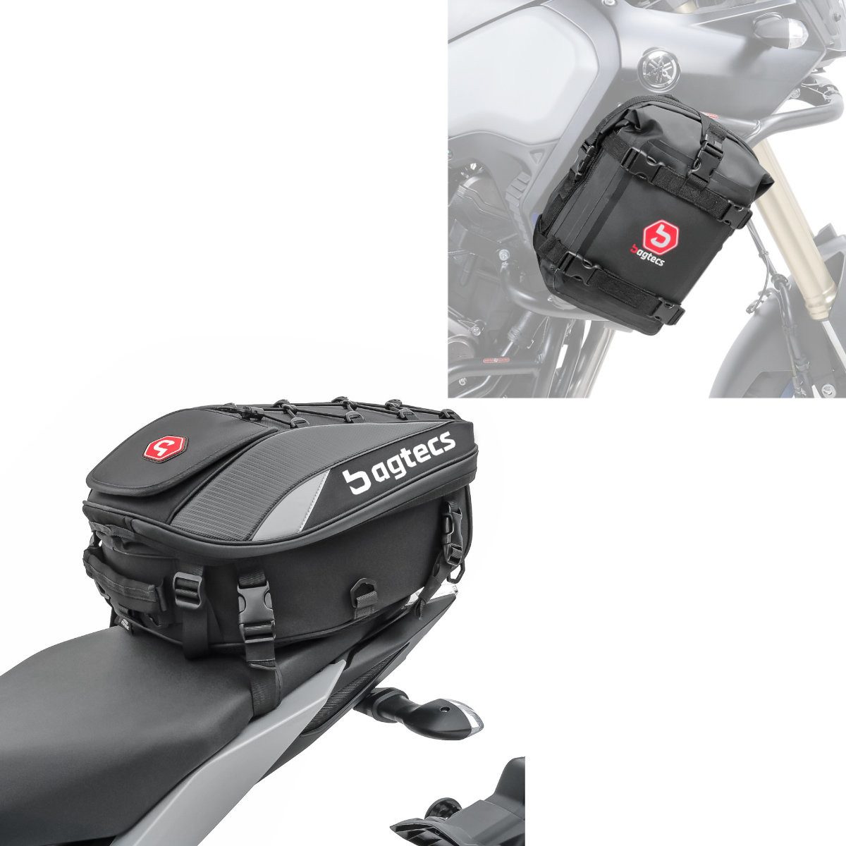 Bagtecs Reisetasche Set: Motorrad Hecktasche X30 Soziustasche erweiterbar 20-30Ltr sw # mi