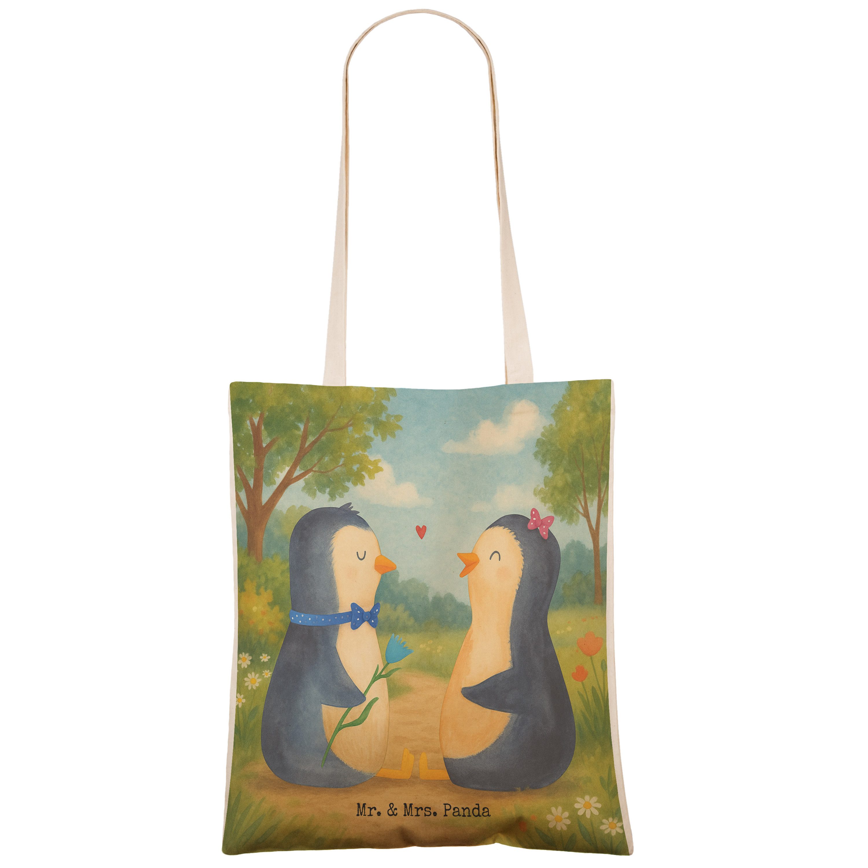Mr. & Mrs. Panda Tragetasche Pinguin Pärchen Design, Tote Bag, Weiß, Liebe, shopping bag, Hochzeit (Packung), Verlobung Verliebt shopping bag