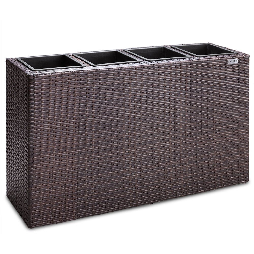 Casaria Pflanzkübel, 4 Innentöpfe Herausnehmbar Polyrattan 95x27x60cm Blumentopf Schwarz