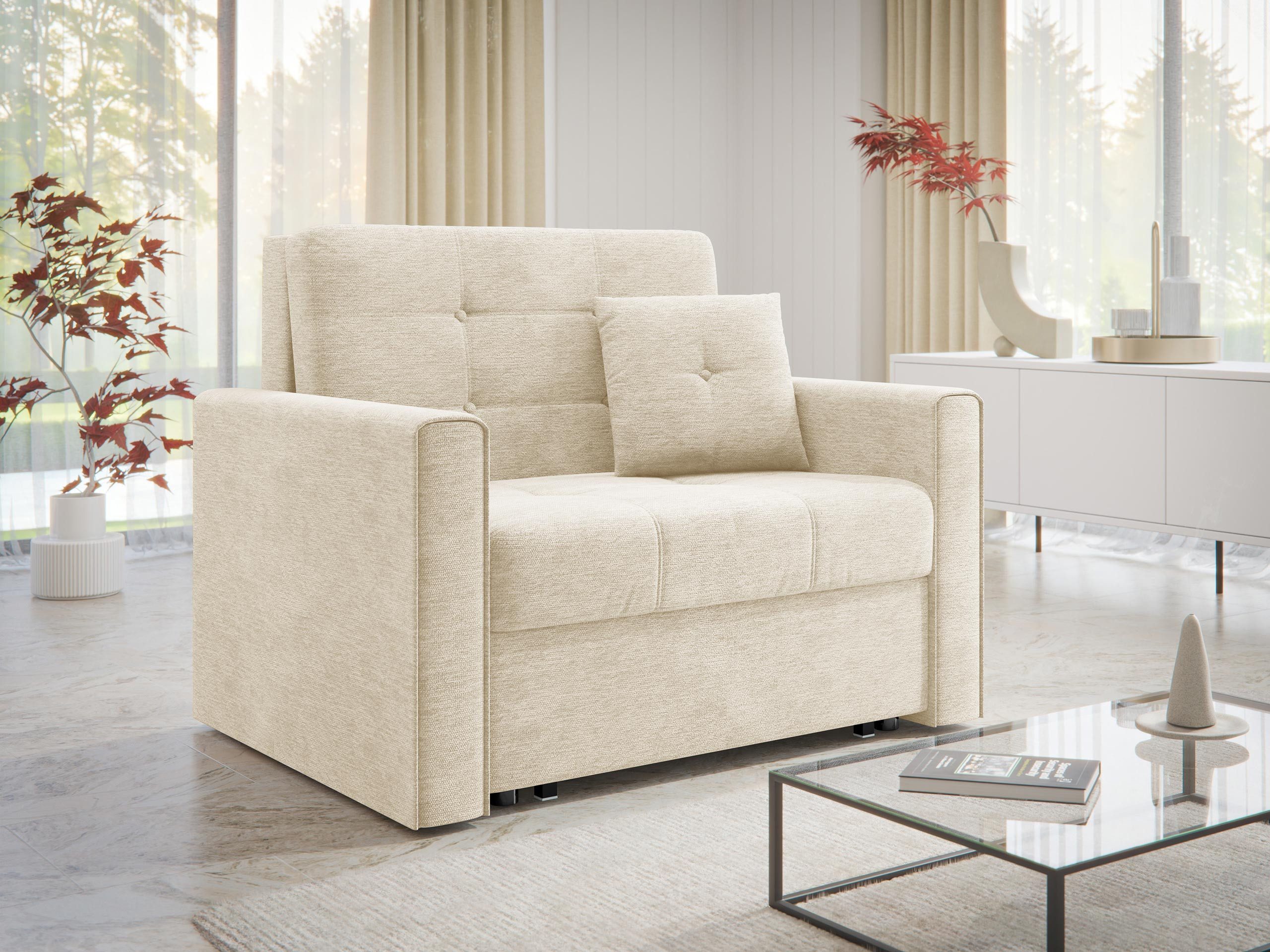 MIRJAN24 Schlafsofa Viva Lux I, mit Schlaffunktion und Bettkasten, einsitzer, inkl. Kissen