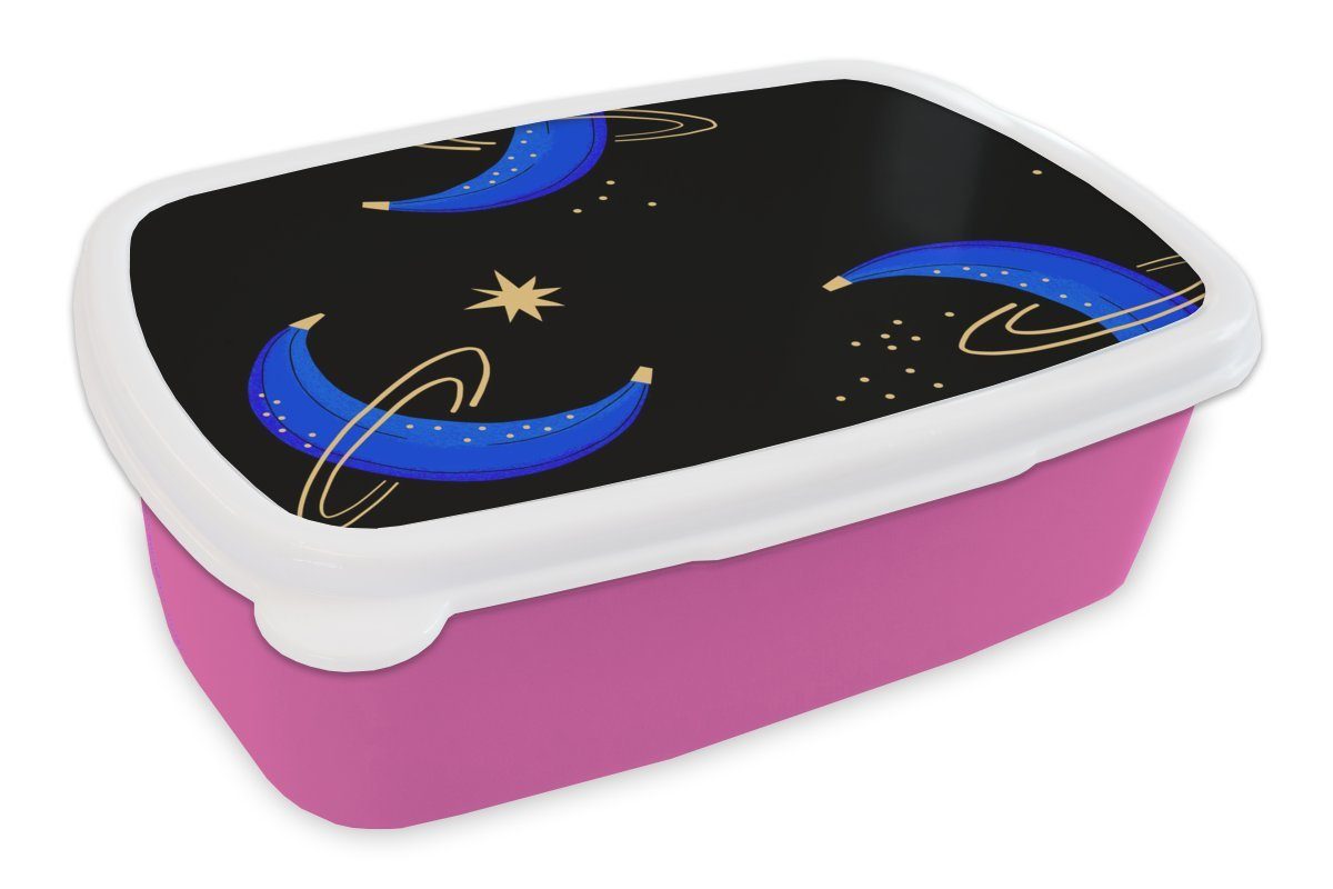 MuchoWow Lunchbox Kinderzimmer - Banane - Raum, Kunststoff, (2-tlg), Brotbox für Erwachsene, Brotdose Kinder, Snackbox, Mädchen, Kunststoff rosa