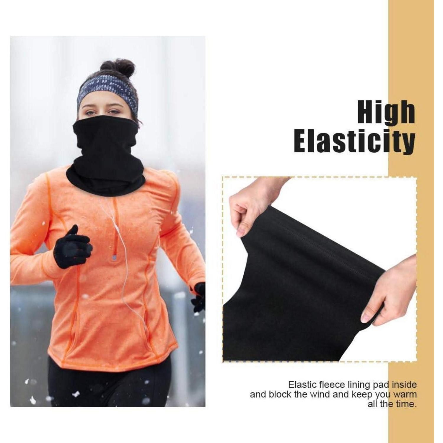 LuxusKollektion Sturmhaube Loop Schal Damen Herren Winter Fleece Winddicht Ski Schwarz+schwarz
