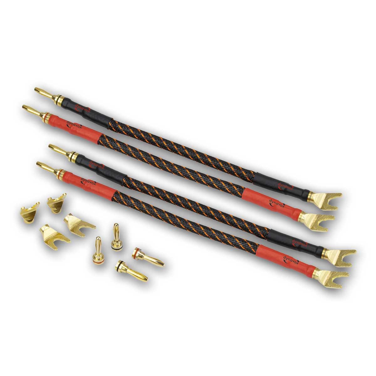 Dynavox Bi-Wire Kabelbrücken 4er-Set, rot/schw, 2x 2,5 mm² Lautsprecher