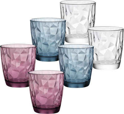 Emilja Gläser-Set Wassergläser 30,5cl Diamond farblich sortiert - 6 Stück, 6-teilig