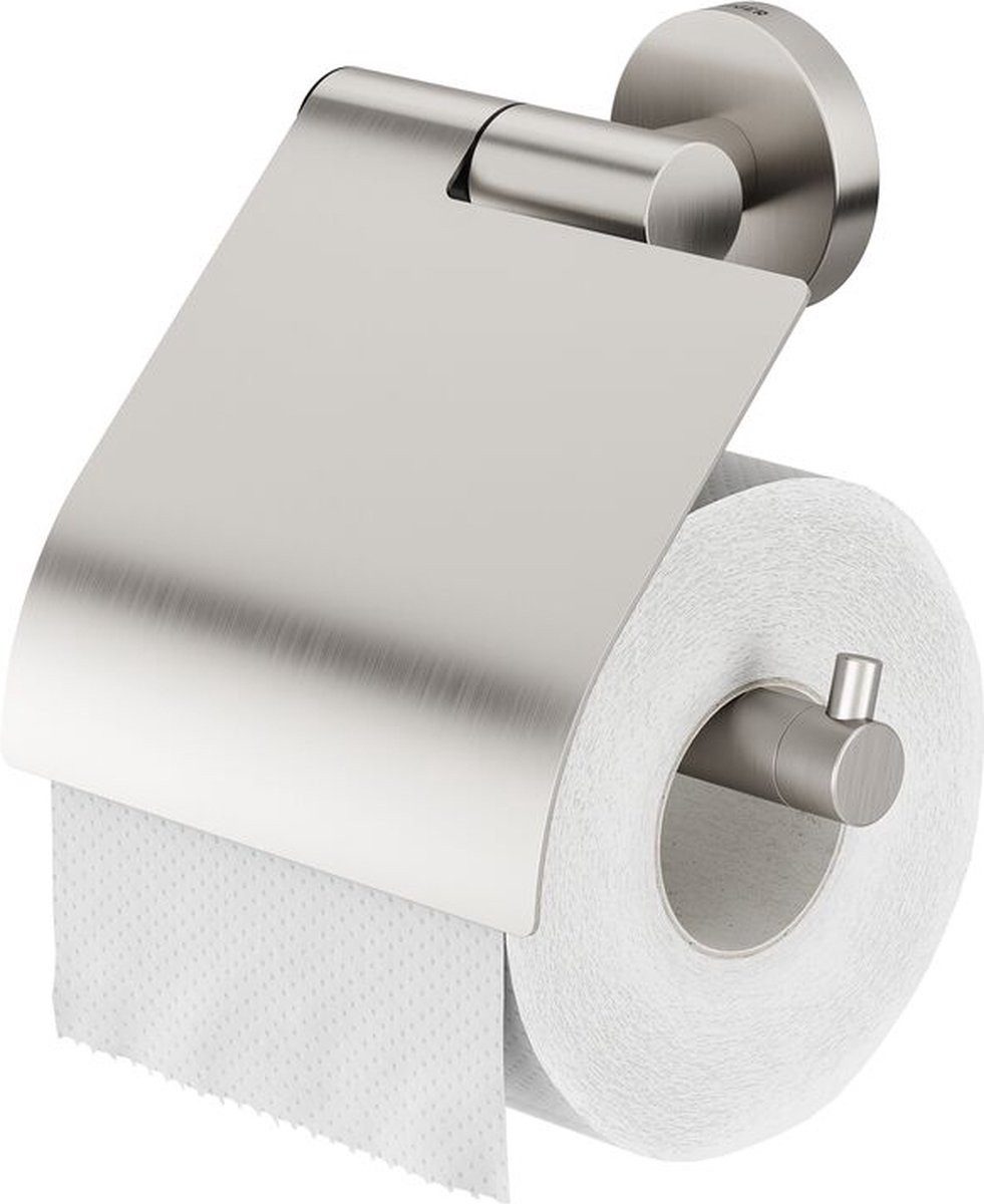 Tiger Toilettenpapierhalter Boston WC Rollenhalter ohne Deckel - ohne Bohren - RVS gebürstet (1-St), ohne Deckel